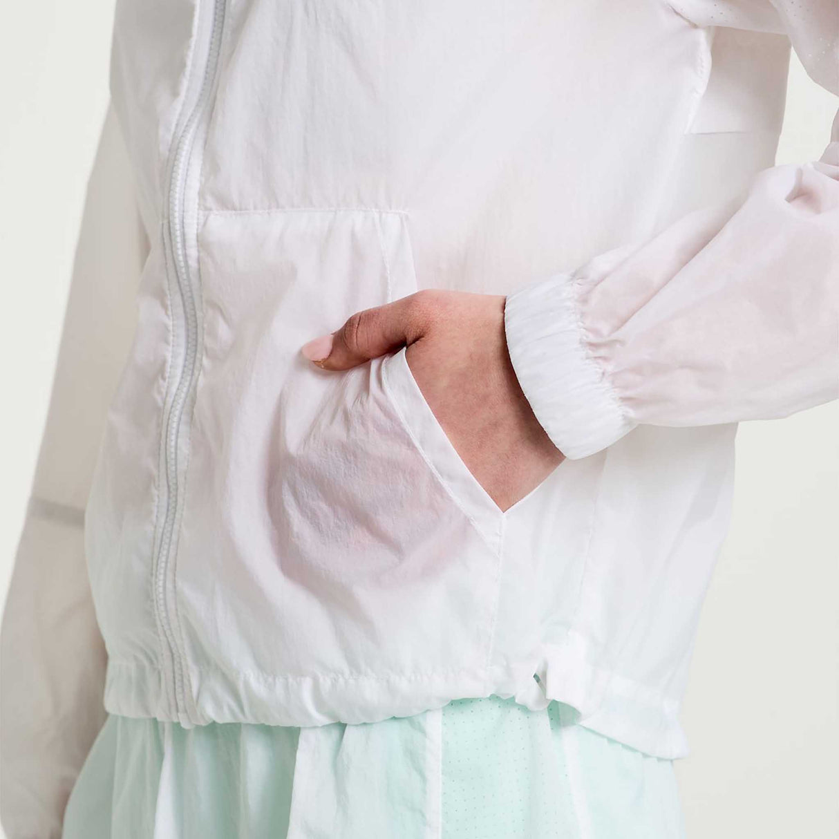 Saucony Elevate Packaway Jacket manteau de course à pied femme poche- blanc