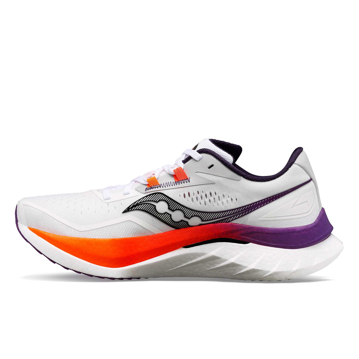 Saucony Endorphin Speed 4 souliers de course homme lateral- White / Viziorange