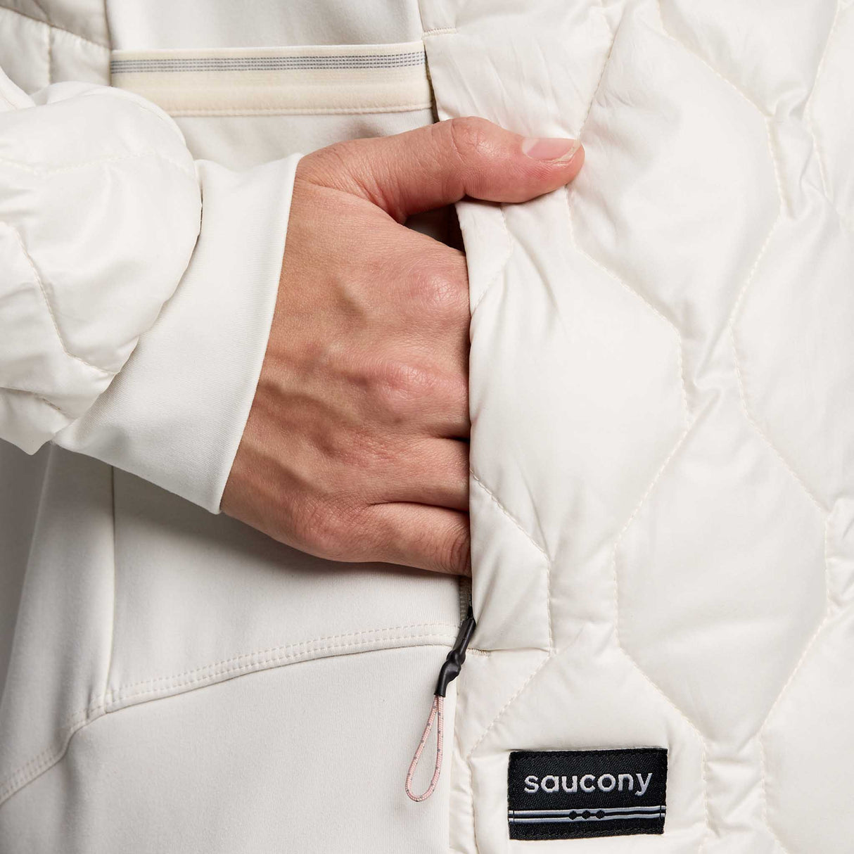 Saucony Solstice Oysterpuff manteau de course à pied femme poche- lin