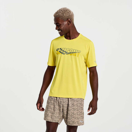 Saucony Stopwatch Graphic Short Sleeve t-shirt course homme - jaune