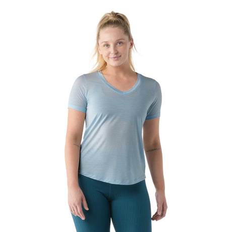Smartwool t-shirt de sport Active Ultralite à encolure en V pour femme face -Ciel hivernal