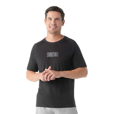Smartwool T-shirt de sport imprimé Ultralite homme face - noir / anthracite