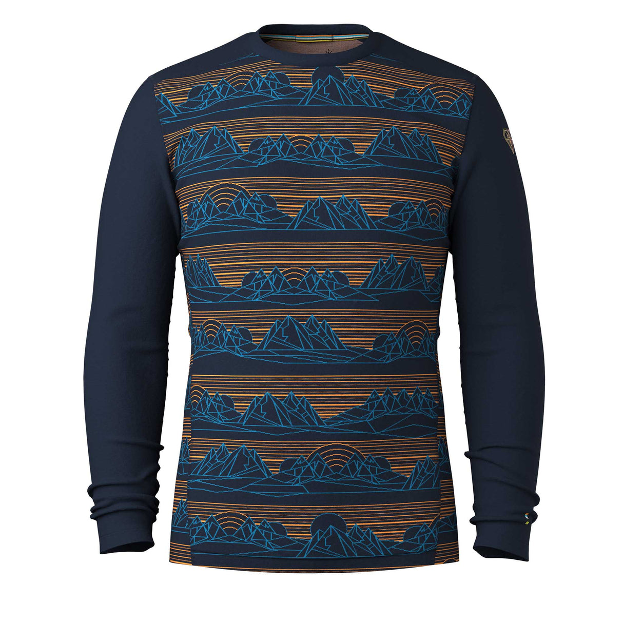 Chandail de base Smartwool Classic Thermal Merino pour homme - Marine foncé sommets géo