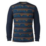Chandail de base Smartwool Classic Thermal Merino pour homme - Marine foncé sommets géo