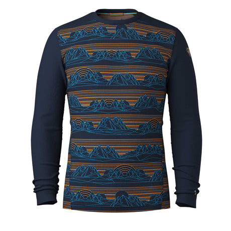 Chandail de base Smartwool Classic Thermal Merino pour homme - Marine foncé sommets géo