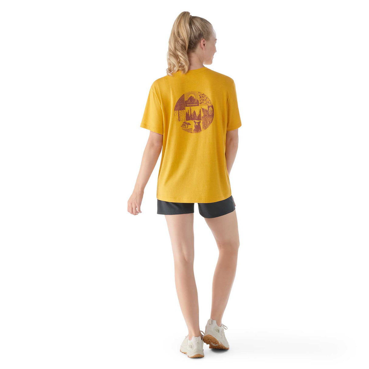 T-shirt imprimé Forest Finds Smartwool homme dos femme -miel doré