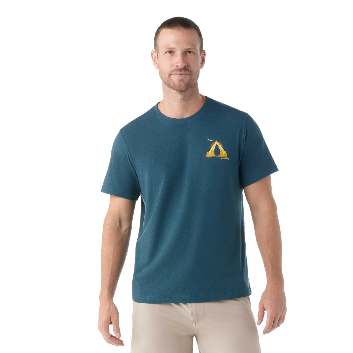 T-shirt Smartwool à imprimé Go Far, Feel Good homme face - bleu crépuscule