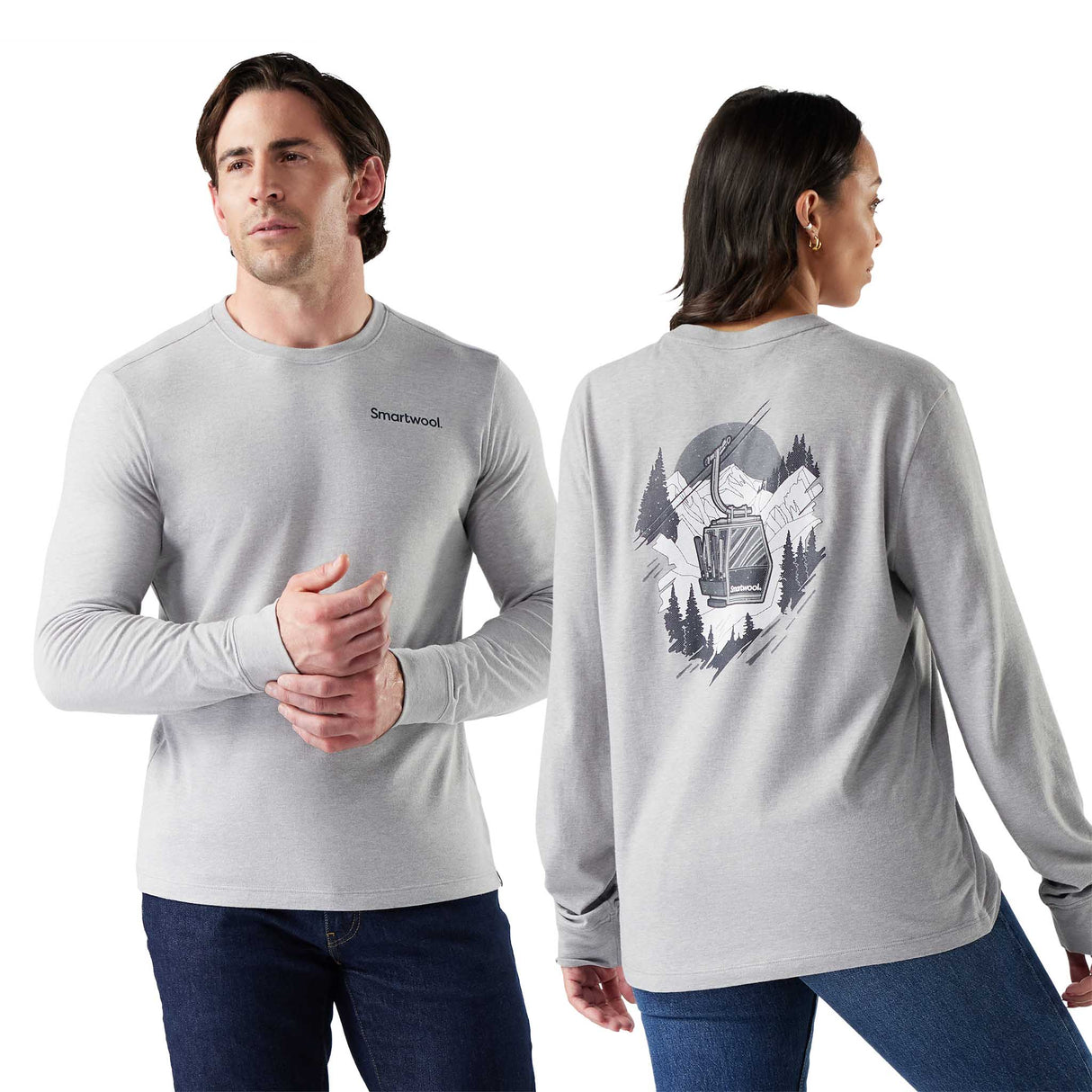 Smartwool haut imprimé à manches longues Gondola View pour homme - Gris pâle chiné