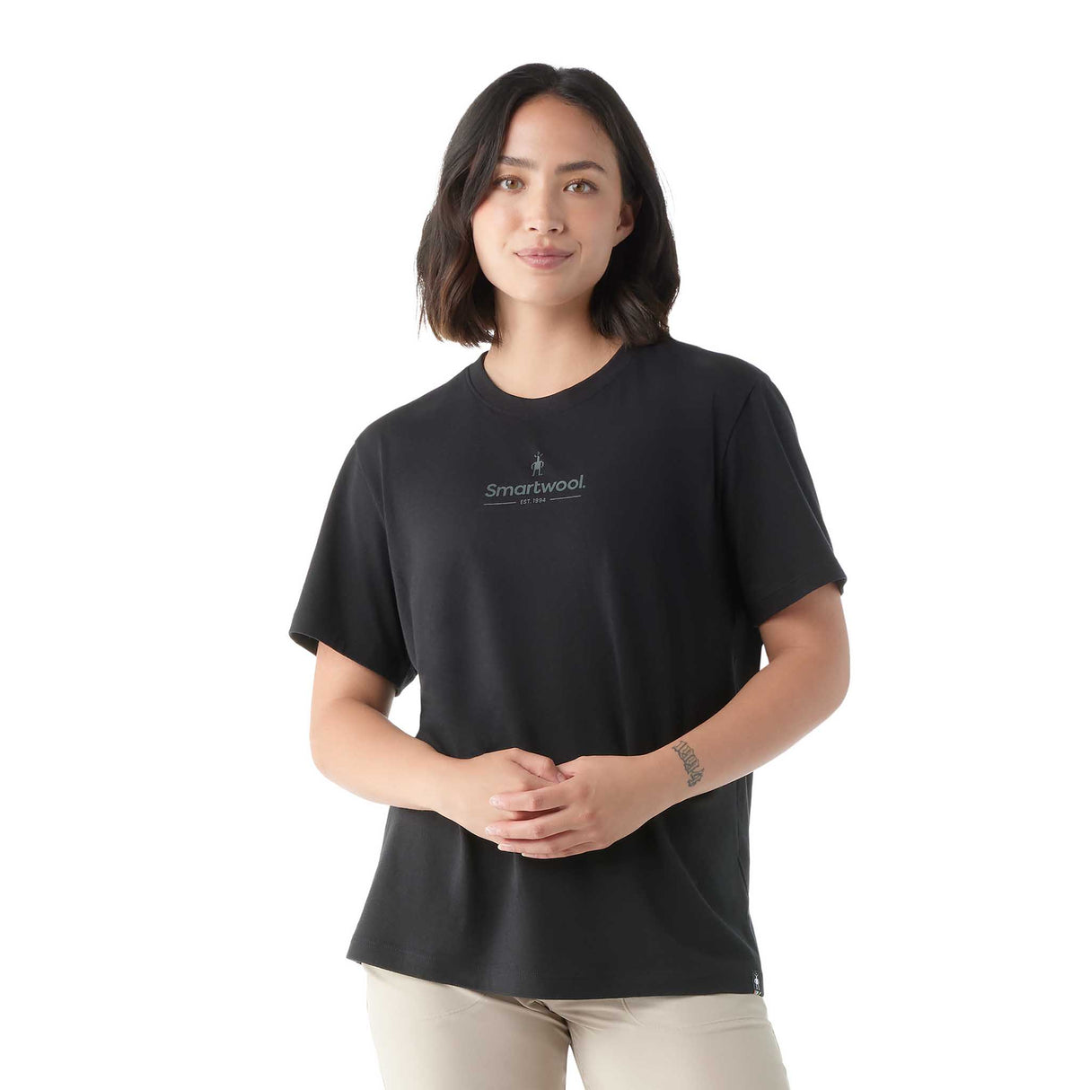 T-shirt à manches courtes à logo imprimé Smartwool homme face femme - noir