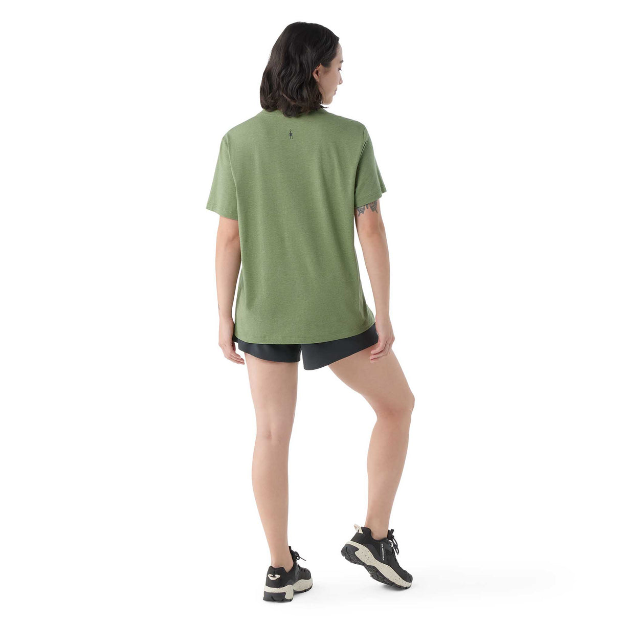 T-shirt à manches courtes à logo imprimé Smartwool homme dos femme -vert fougère