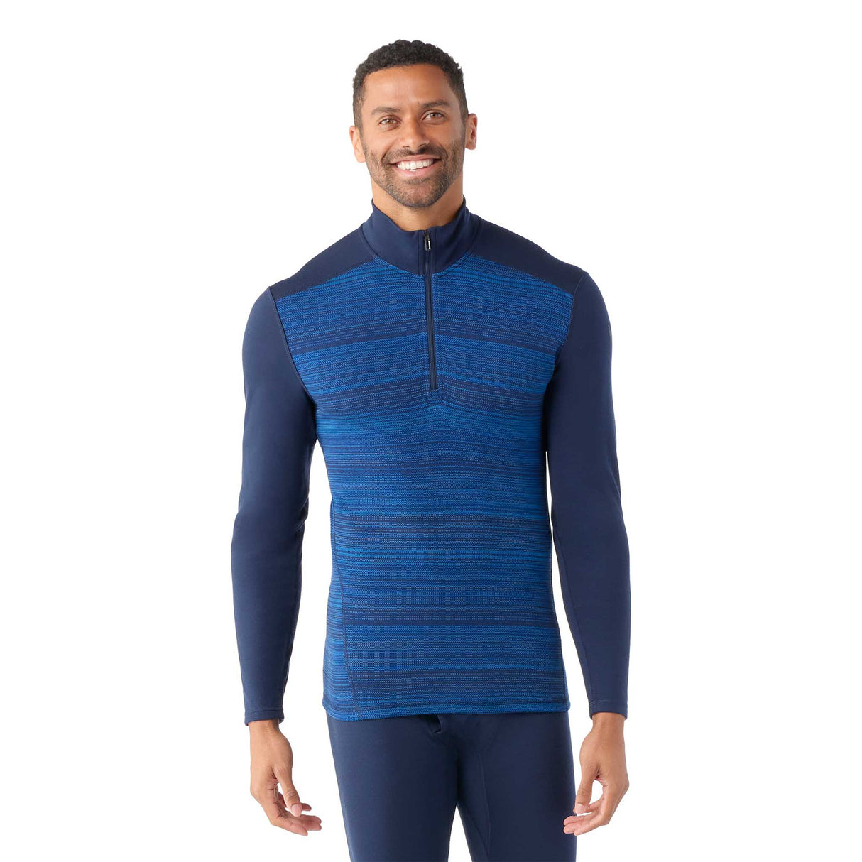 Smartwool Merino 250 Baselayer 1/4 Zip homme face- bleu marine profond deux tons