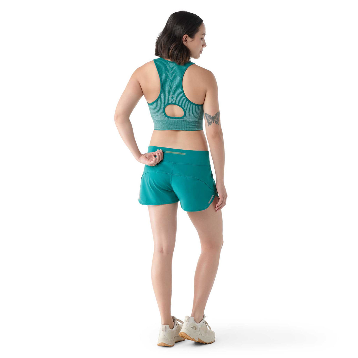 Smartwool Merino Sport Lined short doublé de course femme dos - vert émeraude