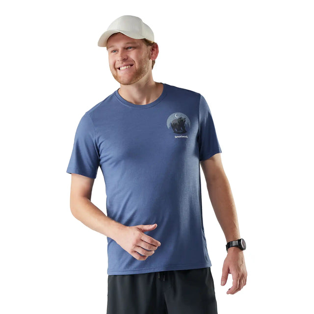 Smartwool t-shirt imprimé Lunar Bear Active pour homme - Bleu nuit tombante