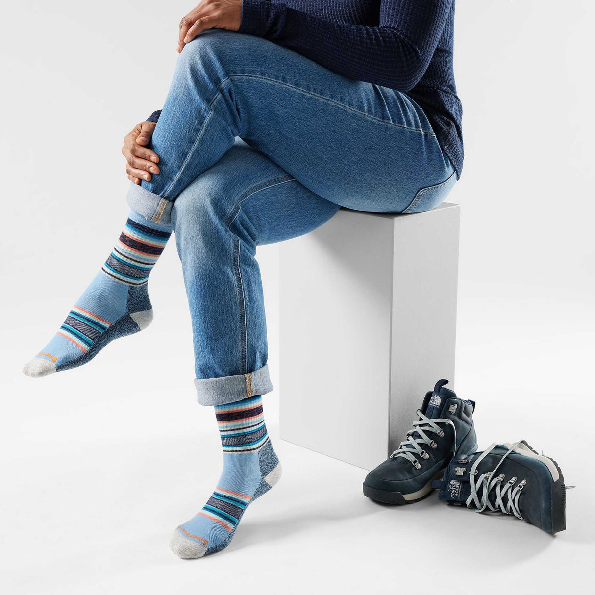 Smartwool chaussette de tous les jours ReGarita - Bleu Serein