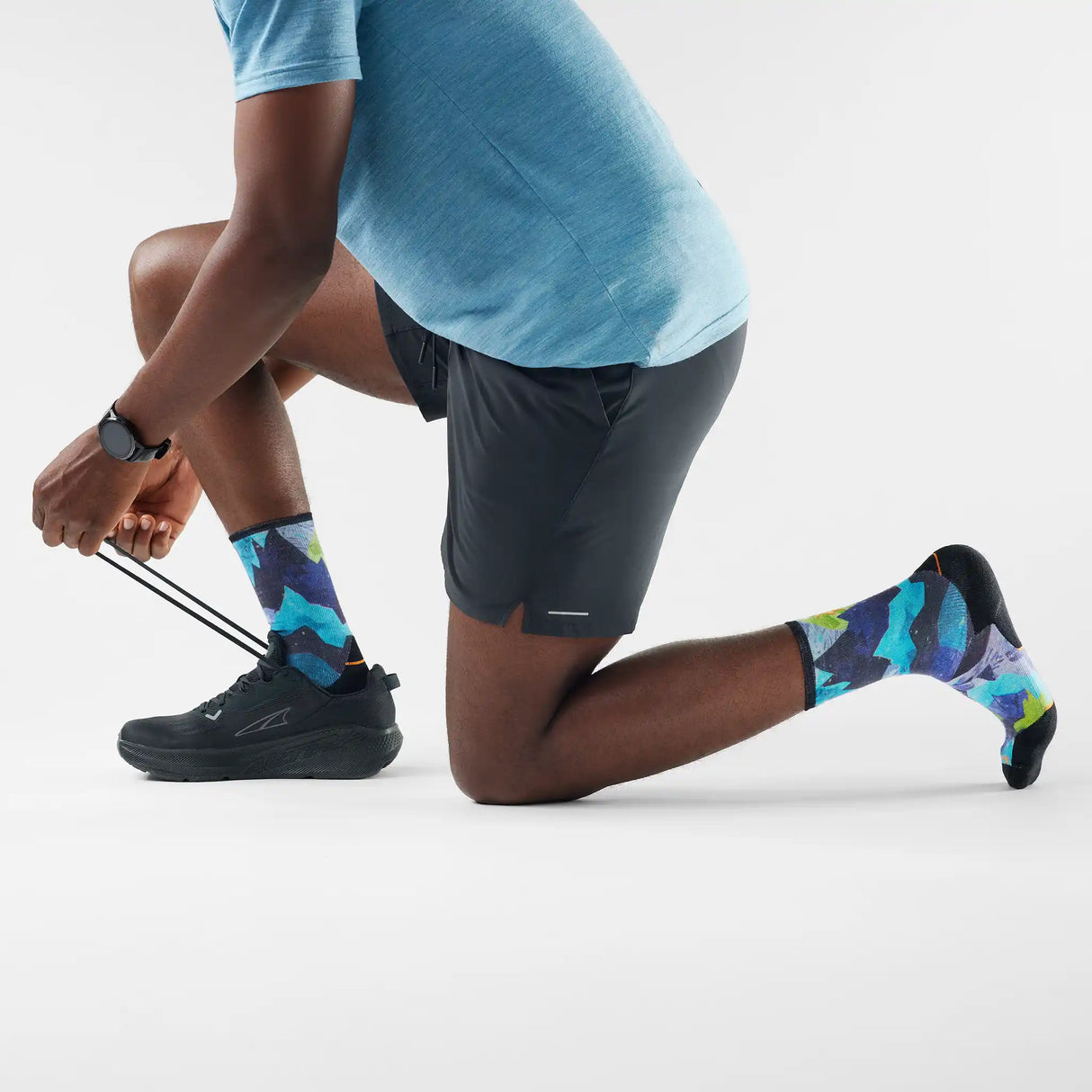 Smartwool chaussette de course à pied en sentier imprimée Summit Sector- Bleu nuit tombante