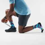 Smartwool chaussette de course à pied en sentier imprimée Summit Sector- Bleu nuit tombante