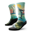 Outway Splashtacular Crew unisex running sock - Blue / Green - pair, three-quarter view