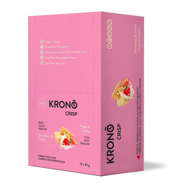 Krono Nutrition Barre de riz croustillant Fraise et crème - Boîte de 12