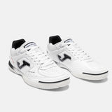 Joma Top Flex 26 indoor soccer shoe in white and black - side view