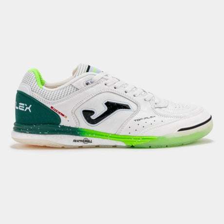 Joma Top Flex Rebound chaussure de futsal intérieur blanc et vert lime pour homme / Joma Top Flex Rebound indoor futsal shoe white and lime green for men