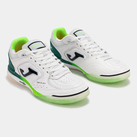 Joma Top Flex Rebound chaussure de futsal intérieur blanc et vert lime pour homme / Joma Top Flex Rebound indoor futsal shoe white and lime green for men