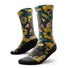 Outway Toucan Tango Crew unisex running sock - Blue / Yellow - pair, three-quarter view