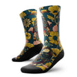 Outway Toucan Tango Crew unisex running sock - Blue / Yellow - pair, three-quarter view