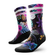 Outway Tropic Flare Crew unisex running sock - Purple / Black - pair, three-quarter view