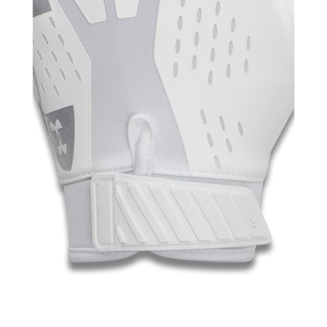 UA Blur gants de football américain pour homme - White / White / Metallic Silver