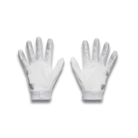 UA Blur gants de football américain pour homme - White / White / Metallic Silver
