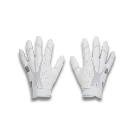 UA Blur gants de football américain pour homme - White / White / Metallic Silver