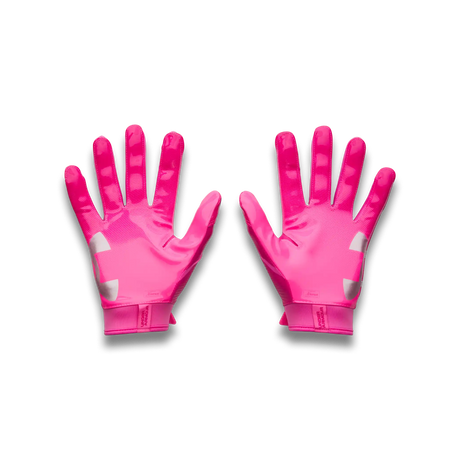 UA Blur gants de football américain pour homme - Pink Rave / Virtual Pink / Metallic Silver