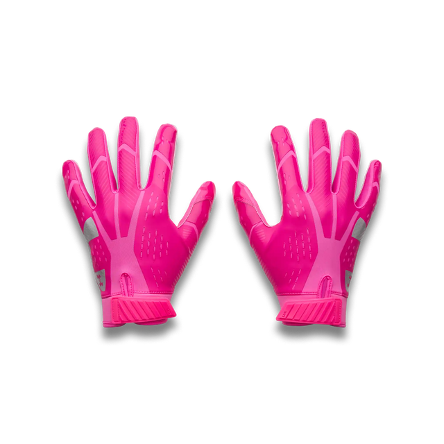 UA Blur gants de football américain pour homme - Pink Rave / Virtual Pink / Metallic Silver