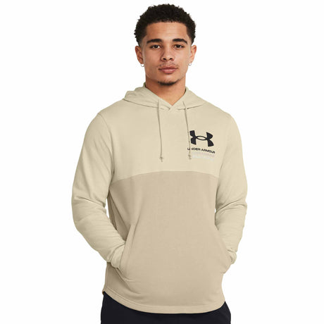 UA Rival Terry Colorblock Hoodie sweatshirt à capuchon homme live - Silt / Khaki Base / Black