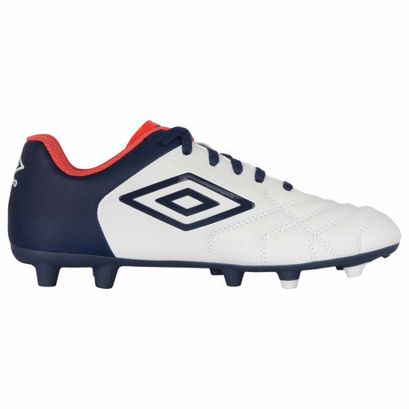 Umbro Classico XI FG Junior chaussure de soccer pour enfant - Blanc / Bleu Marine