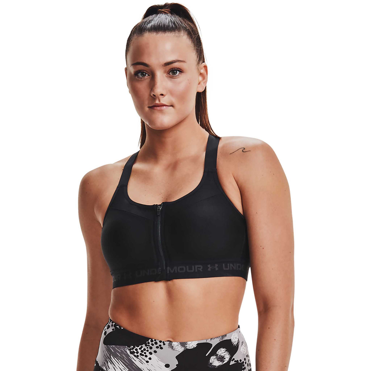 UA Soutien-gorge sport Armour High Crossback Zip femme 36B - Black / Jet Gray