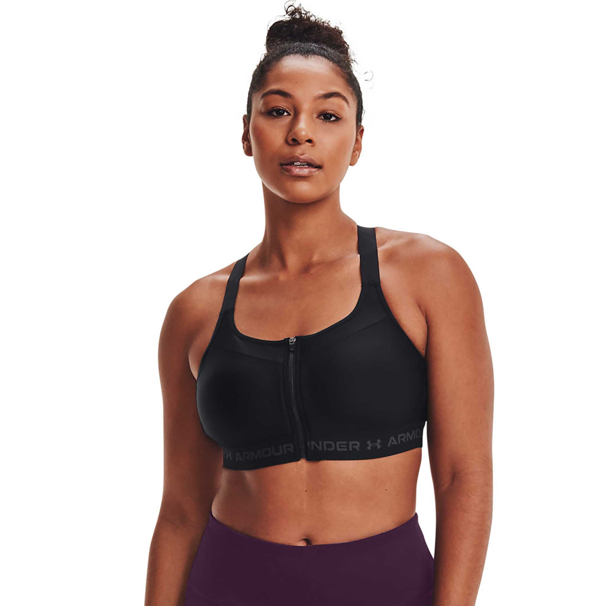 UA Soutien-gorge sport Armour High Crossback Zip femme 38C - Black / Jet Gray