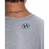 Under Armour Branded Gel Stack haut à manches courtes pour hommes - Steel Light Heather / Varsity Blue