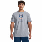 Under Armour Branded Gel Stack haut à manches courtes pour hommes - Steel Light Heather / Varsity Blue