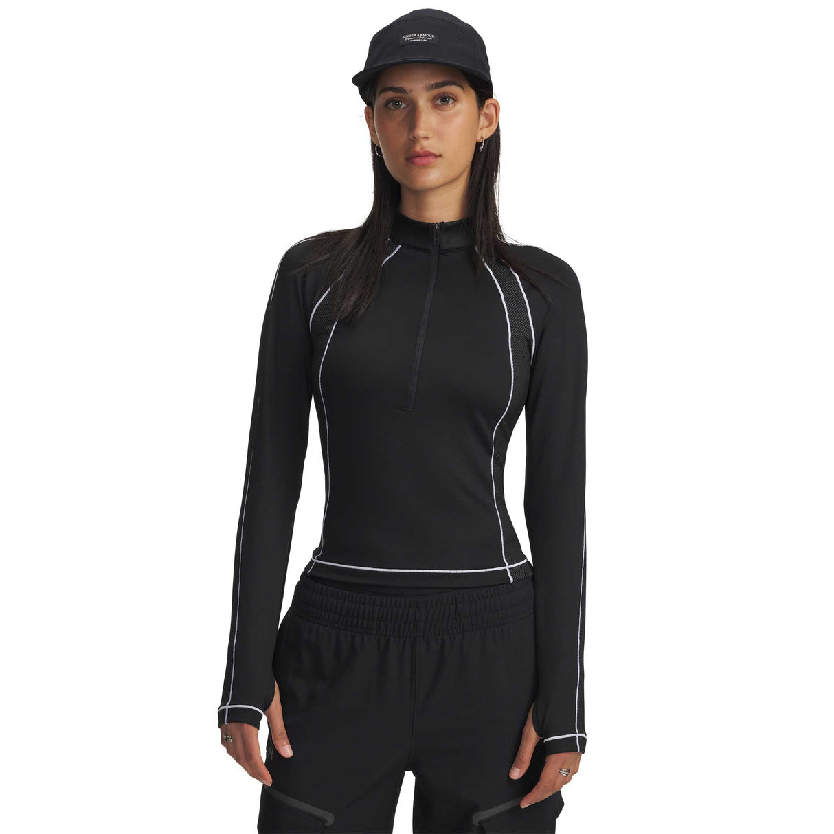 Under Armour ColdGear 1/2 Zip chandail femme - Black / White / Metallic Silver
