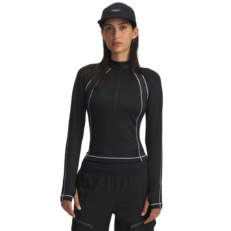 Under Armour ColdGear 1/2 Zip chandail femme - Black / White / Metallic Silver