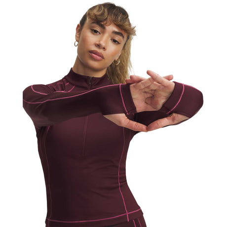 Under Armour ColdGear 1/2 Zip chandail femme - Dark Maroon / Fuchsia Dusk / Metallic Silver