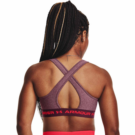 Under Armour® Mid Crossback Heather – Soutien-gorge sport croisé dans le dos pour femmes - Dark Maroon Light Heather / Beta