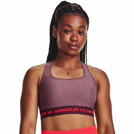 Under Armour® Mid Crossback Heather – Soutien-gorge sport croisé dans le dos pour femmes - Dark Maroon Light Heather / Beta