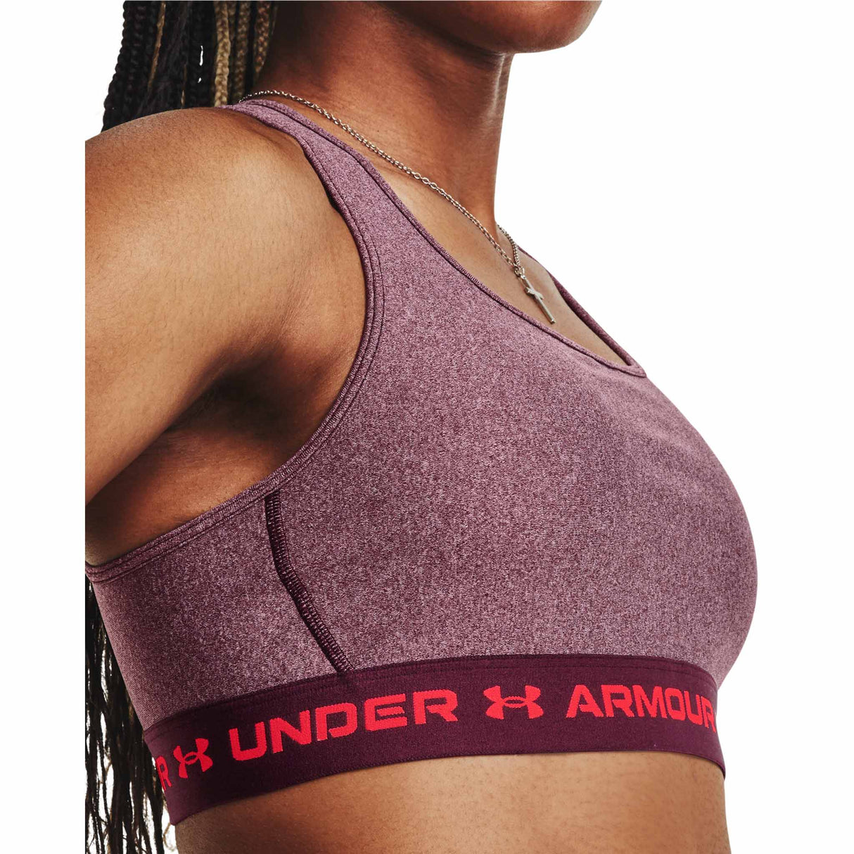 Under Armour® Mid Crossback Heather – Soutien-gorge sport croisé dans le dos pour femmes - Dark Maroon Light Heather / Beta