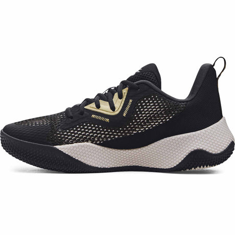 UA Curry Hovr Splash-3 chaussures de basketball - Noir / Gris / Or Métallique