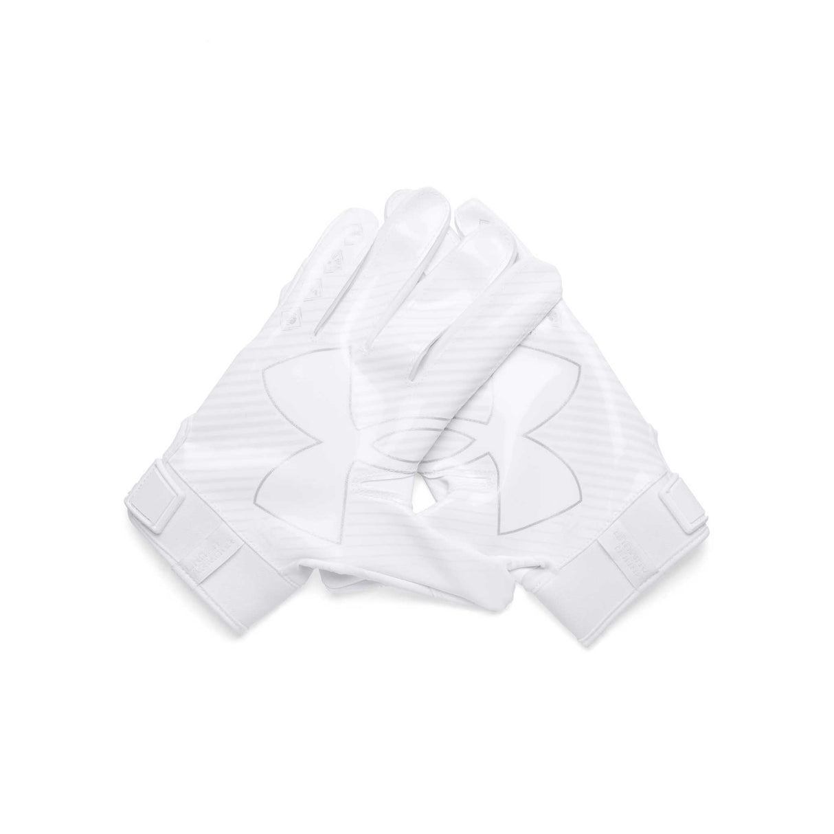 UA F9 Nitro gants de football américain paume -White / Distant Gray / Metallic Silver