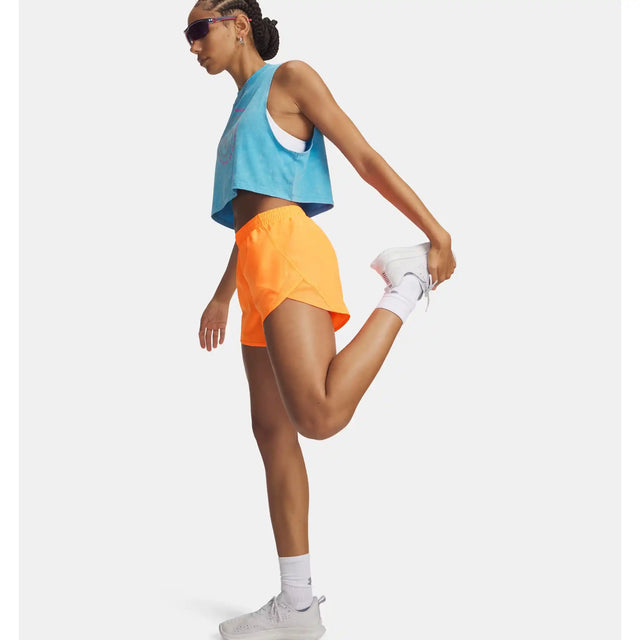Under Armour UA Fly-By short 8 cm (3 po) pour femme - Electric Tangerine / Electric Tangerine / Reflective