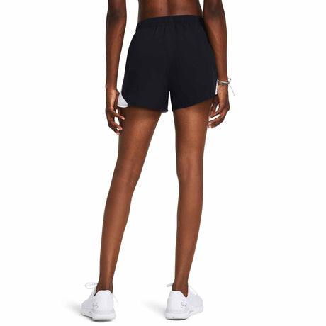 UA Fly-By short 8 cm (3 po) pour femme - Noir / Blanc