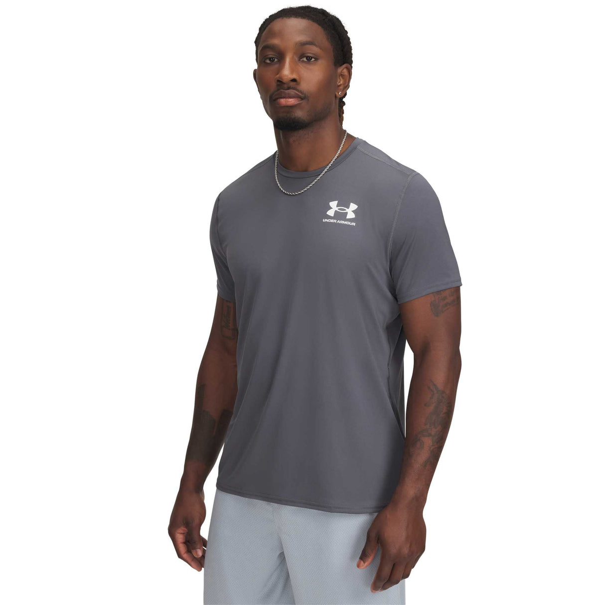 Under Armour HeatGear Fitted T-shirt à manches courtes hommes - Castlerock / Blanc